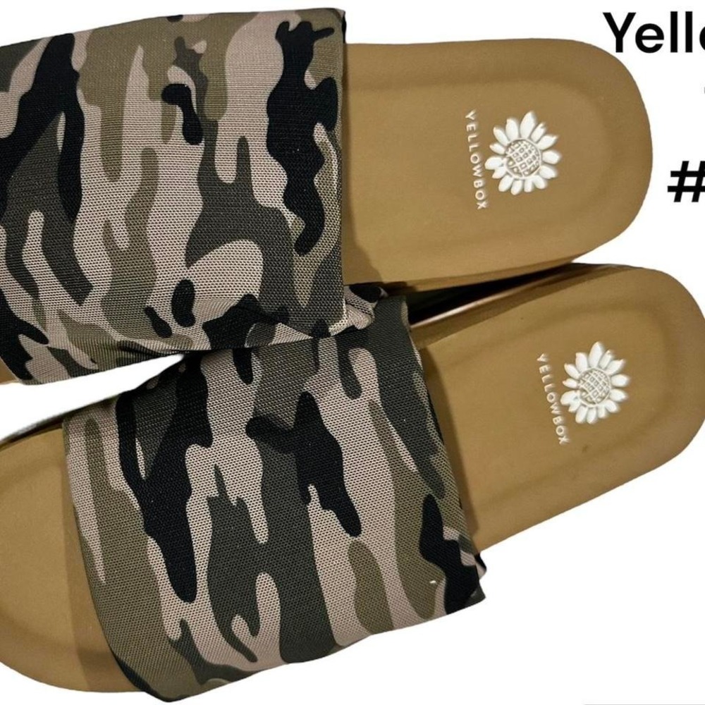 New Yellowbox Green Camo Slides Size 7.5‎